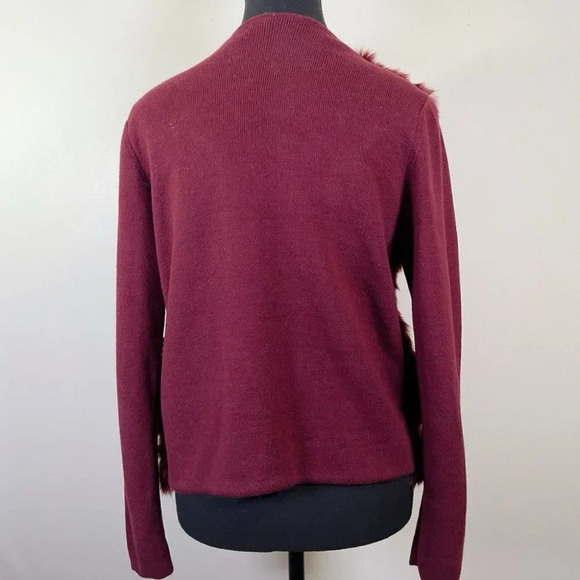 Banana Republic Faux Fur Burgundy Open Cardigan - Picture 4 of 16